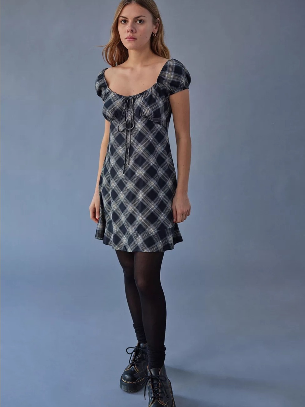 Motel Black Gray Galaca Mini Dress Size Medium